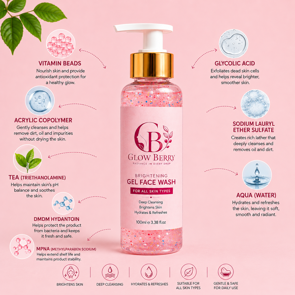 Brightening Face Wash with Vitamin Gel Beeds for Glowing Skin