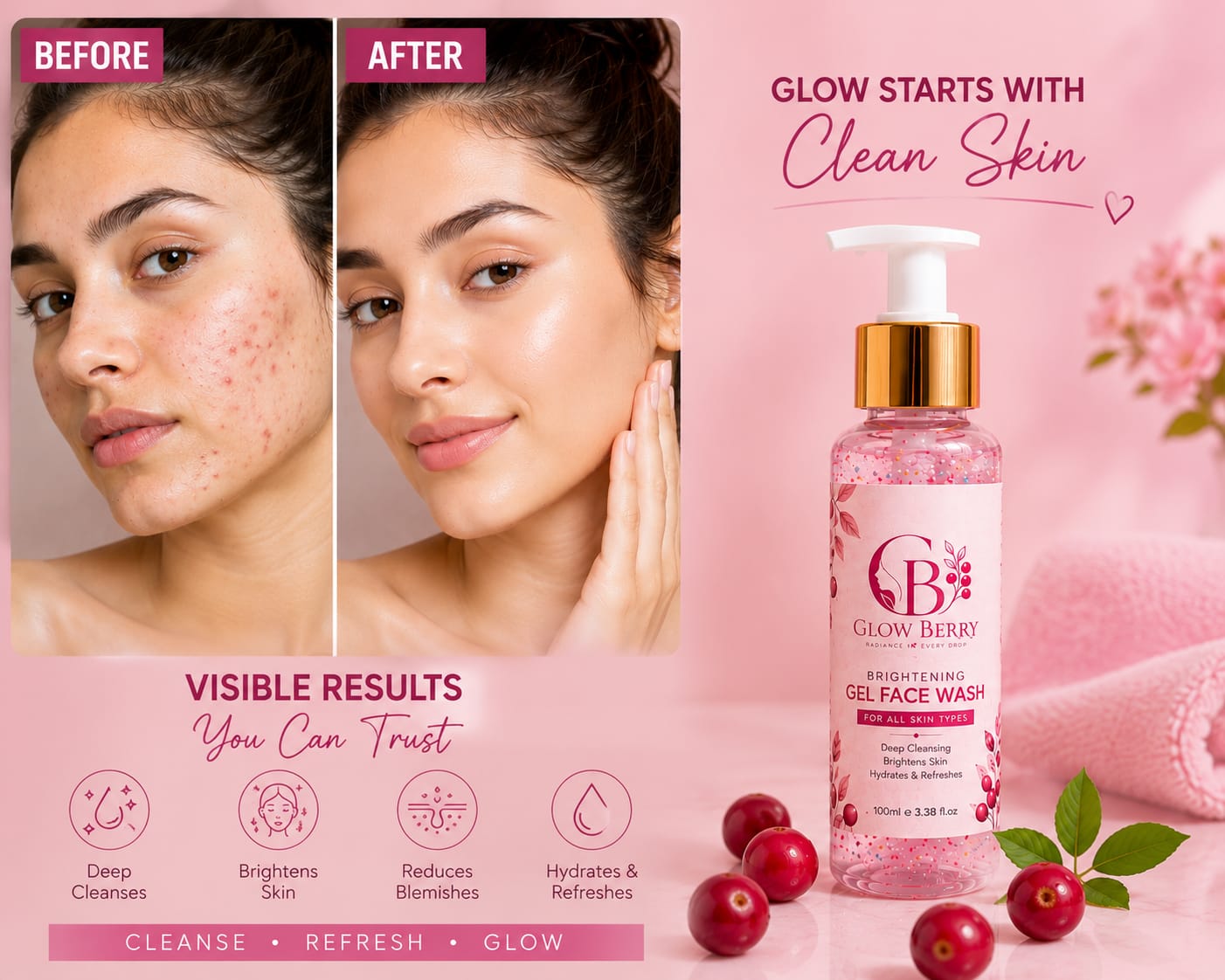 Brightening Face Wash with Vitamin Gel Beeds for Glowing Skin