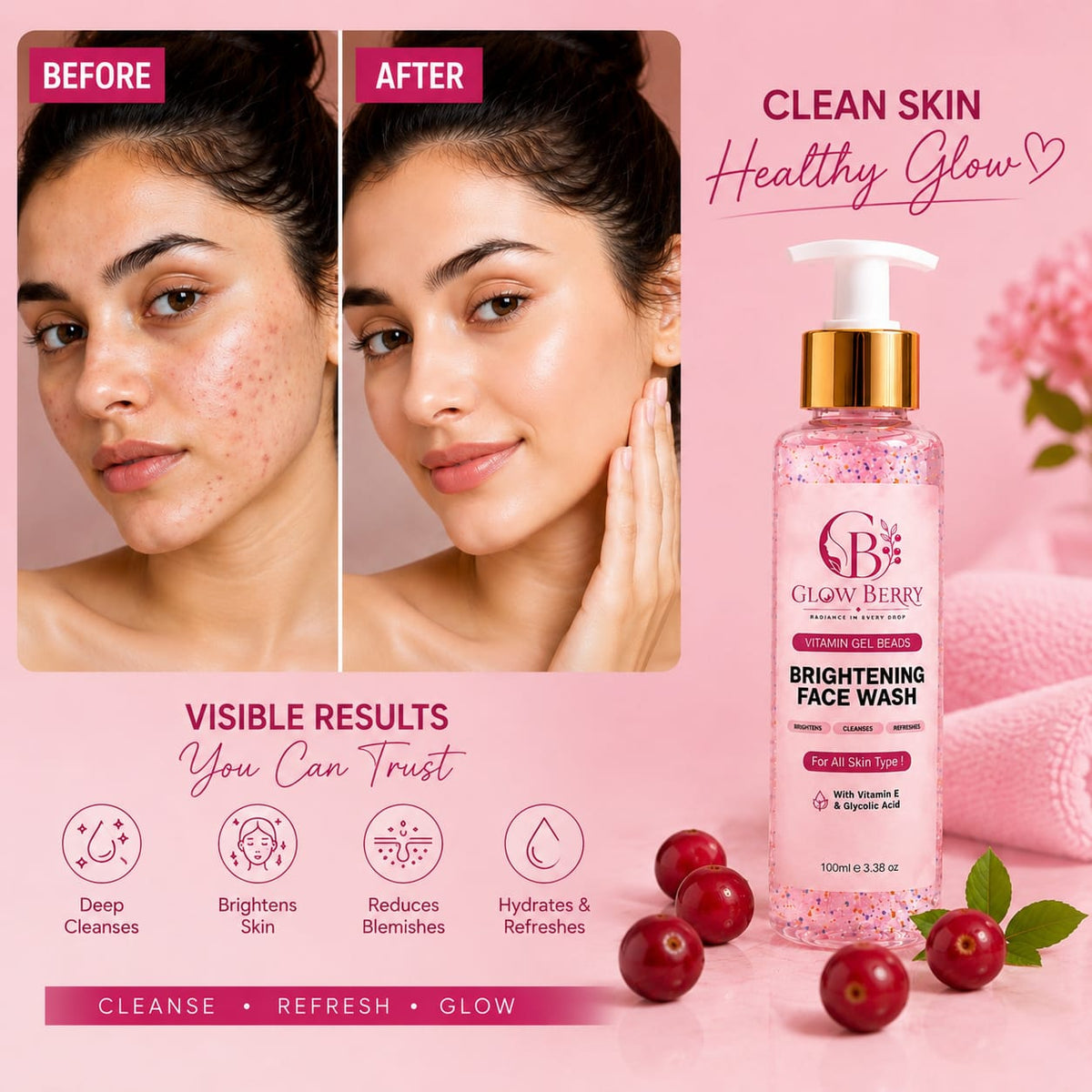 Brightening Face Wash with Vitamin Gel Beeds for Glowing Skin