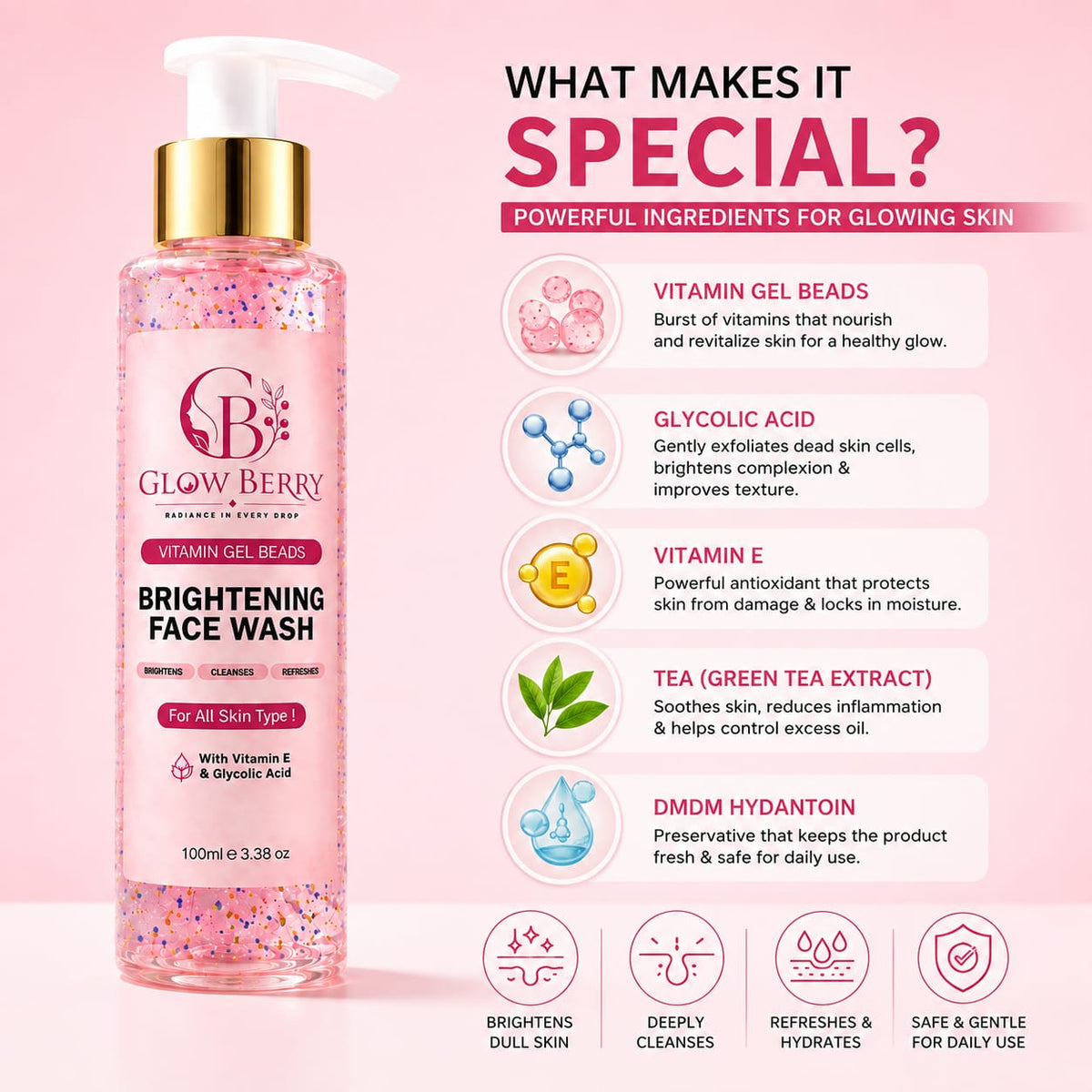 Brightening Face Wash with Vitamin Gel Beeds for Glowing Skin